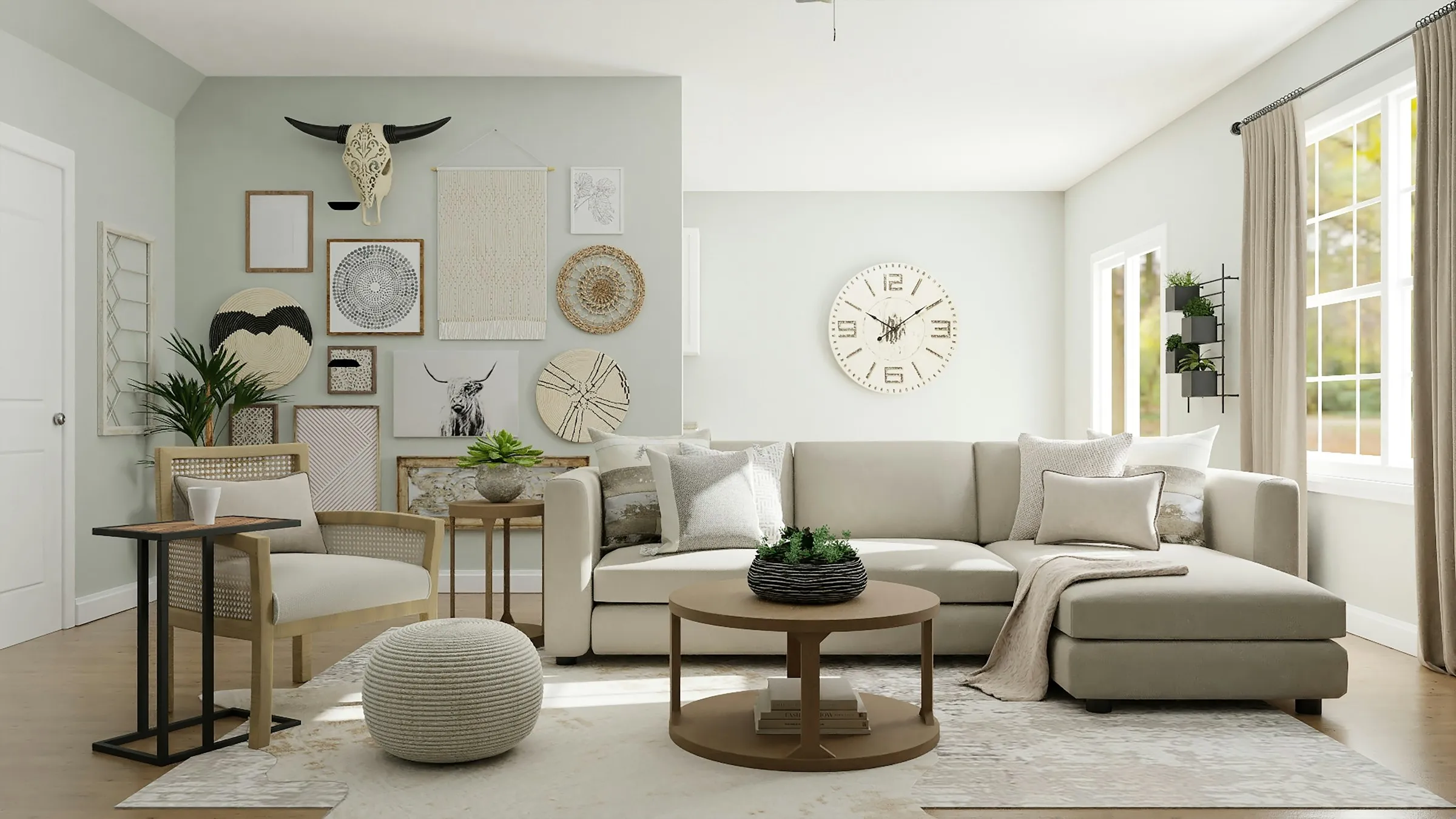 Cozy Dining Nook Featuring Wooden Round Table